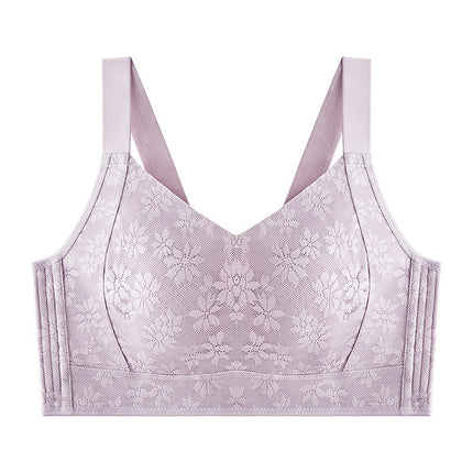 Traceless Rings-free Lace plus size Underwear Large Chest Small Anti-sagging Ultra-thin Full Cup Rabbit Ear Cup Bra