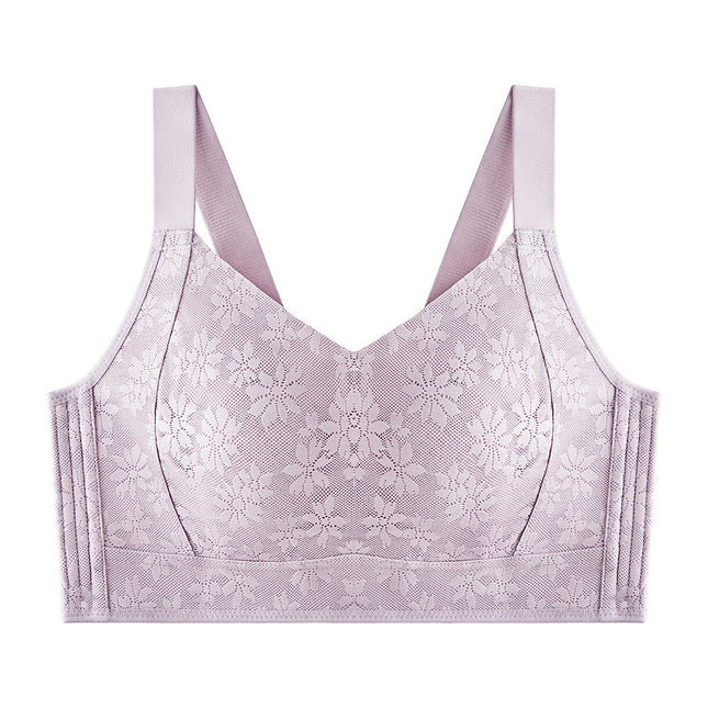 Traceless Rings-free Lace plus size Underwear Large Chest Small Anti-sagging Ultra-thin Full Cup Rabbit Ear Cup Bra