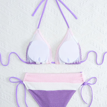 Europe and the United States cross-border new ladies split swimsuit bikini color matching drawstring backless sexy fashion swimsuit bikini