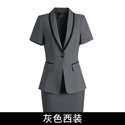 Summer short-sleeved suit suit women's thin business wear small temperament formal suit suit skirt front desk work clothes