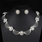 Silver white necklace + earring pin