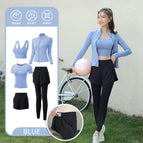 Blue [short-sleeved] five-piece set (black pants) upgraded model---crazy sale / M