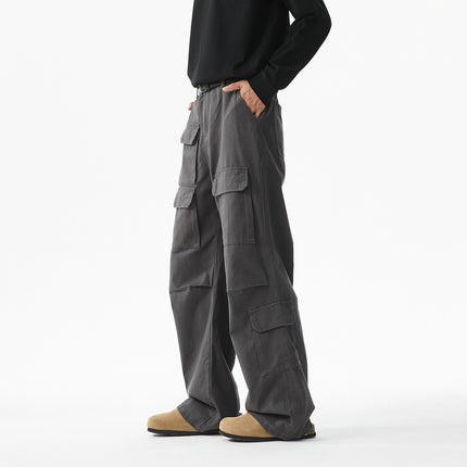 INTFEDAY American-style high street ootd small many pocket casual pants men and women neutral quality micro-work pants