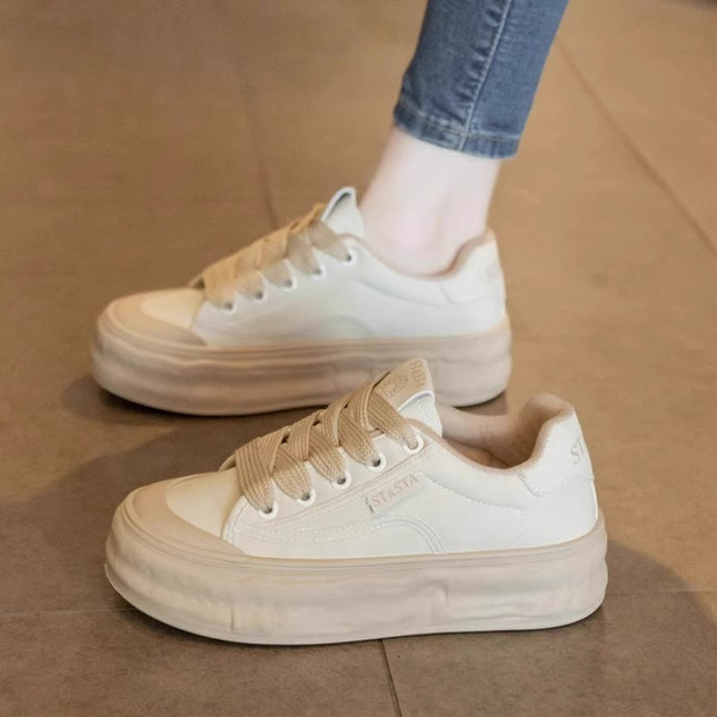 Desun Shoes Women's 2025 Spring and Autumn New All-match Platform Shoes Lace-up Casual Shoes Fashion Explosion Board Shoes Trendy