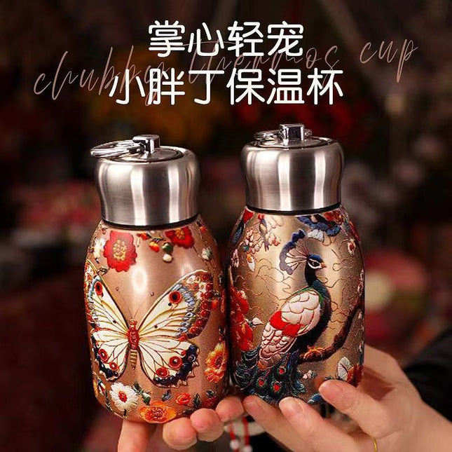 Cross-Border Mini 316 Stainless Steel Chubby Thermos Cup with Ring Flap Pocket Pants Cup Vacuum Double-Layer Portable Cup