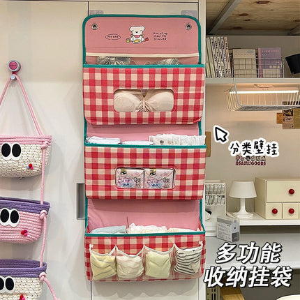 High-value Fabric Storage Hanging Bag Household Dormitory Wardrobe Bedside Large Capacity Multi-layer Storage Bag Hanging Storage Bag