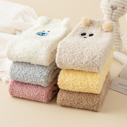 Autumn and Winter Over-The-Knee Extended Coral Floor Socks Cartoon Sleeping Long Tube Warm Plush Embroidered Cute High Socks
