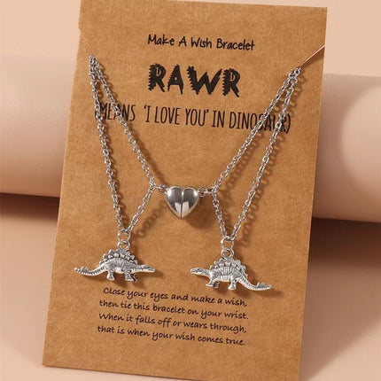 Cross-border special necklace Europe and the United States new three-dimensional cute dinosaur love magnetic buckle attractive lovers friendship necklace suit