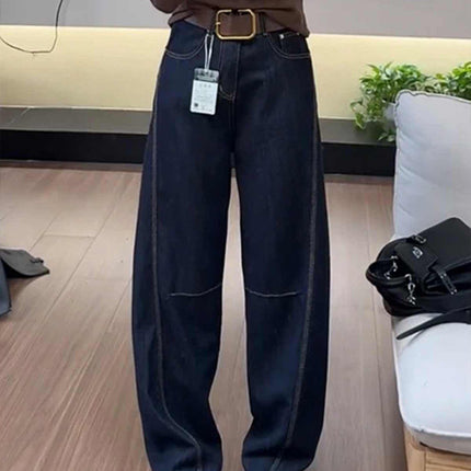 2025 Autumn and Winter New Machete Pants High Waist Pear Shaped Figure Slimming Narrow Wide Leg Pants Denim Pants