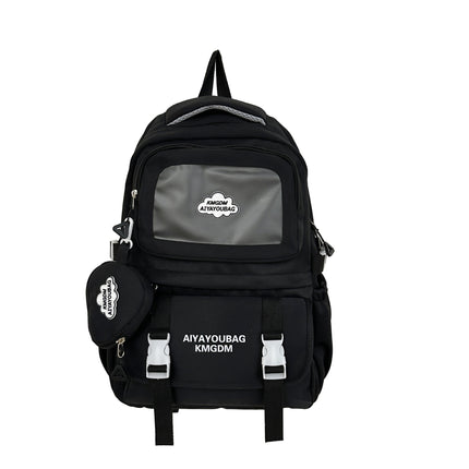 Customized Student Schoolbag Cream Style Cute Backpack Logo Print Computer Bag Junior High School Students Japanese Style Simple Backpack