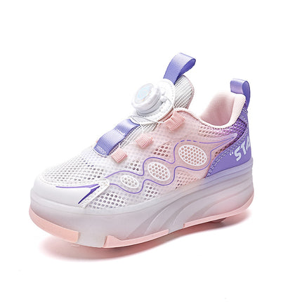 Children's Runaway Shoes Girls' Roller Shoes Light-up Four-wheel Skating Sports Boys Students Summer Breathable Roller Skate Children's Shoes