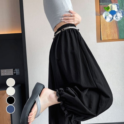 Ice Silk Lace Lantern Pants Women Summer 2025 New High-Waisted Loose Wide-Leg Balloon Pants Drapey Sun-Protective Cropped Pants