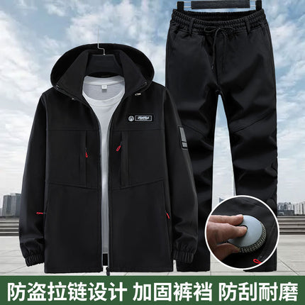 Spring and Autumn Jacket Suit Men's Waterproof Work Clothes Work Clothes Labor Protection Clothing Windproof Camouflage Clothing Hooded Training Clothing Outdoor