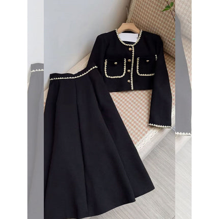 Plus Size Women's Autumn Suit Women's 2025 New Elegant Small Fragrance Jacket Slimming Look Versatile Skirt Two-Piece Set