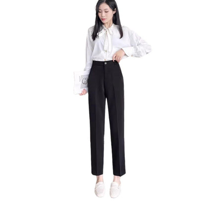 Black Suit Pants for Women, Spring and Summer, Cropped Length, 2025 New Style, Petite, Casual Straight-Leg Pants, Drapey, Professional Cigarette Pants