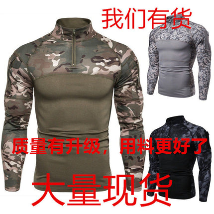 2025 Long-sleeved Slim-fit Camouflage Casual Collar Cotton Autumn Youth Tactical T-shirt