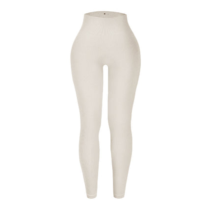 Cross-Border European and American Style Ribbed Tight-Fitting Women's Shorts and Long Pants with High Elasticity, Solid Color, Butt-Lifting Yoga Pants, Fitness Sports Leggings