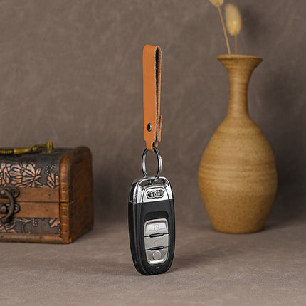 Spot Retro Cowhide Rope Leather Keychain Car Men and Women Personality Creative Leather Key Chain Pendant Key Rope