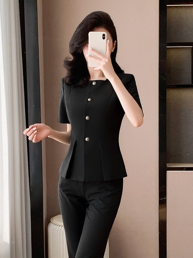 Grey Suit suit Women's Spring and Summer High-end Professional Medical Beauty Front Desk Reception Tooling Beauty Salon Jewelry Store Work Clothes