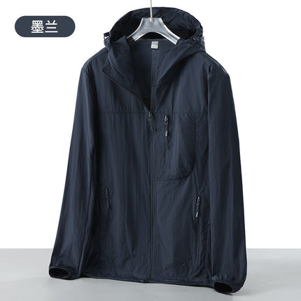 UPF50 Summer New Sunscreen Clothing Couple's Outdoor Anti-ultraviolet Skin Clothing Ice Silk Breathable Hooded Windbreaker