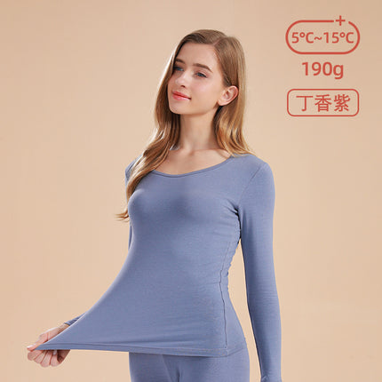 Autumn and Winter Pure Cotton Thermal Underwear Set for Women, Solid Color Base Layer, All-Cotton Sweater, Thin Thermal Underwear for Students and Young Girls