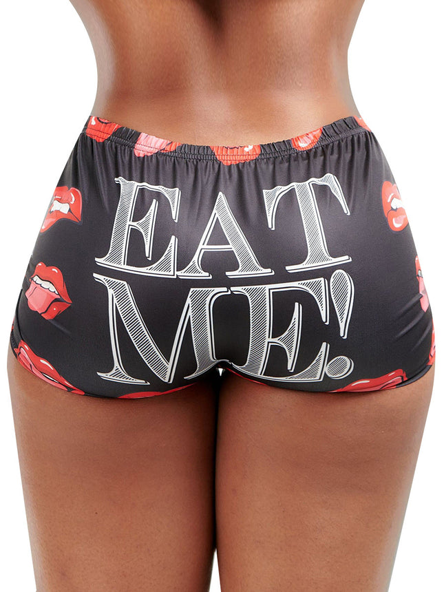 TD2772 European and American Amazon Summer New Women's Tight Stretch Casual Shorts Lip Letter Printed Hot Pants