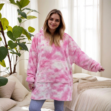 Hooded Blanket with Purple Dog Print, Large Size, Double-Sided Cotton Fleece, Comfortable and Warm, with Hood, for Lazy People, Suitable for Cross-Border Trade in Europe and America