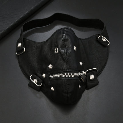 European and American Cross-border New Carnival Party Leather Mask Personalized Zipper Mask Punk Trend Retro Men's Mask