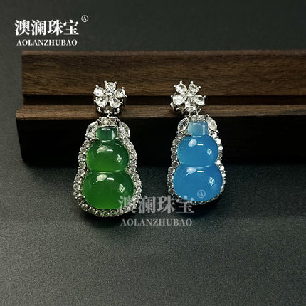 Ice Green Chalcedony Gourd Pendant Imperial White Agate Necklace Jade Color Clavicle Chain Popular Douyin Live Broadcast Same Style