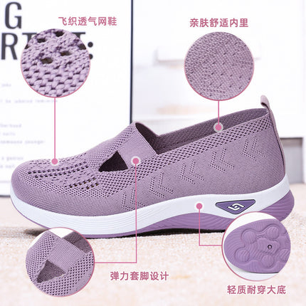 Shoes for Middle-Aged and Elderly Women, Breathable and Comfortable Summer Shoes, Factory Direct Sales, Soft-Soled Casual Slip-On Mesh Mother's Shoes