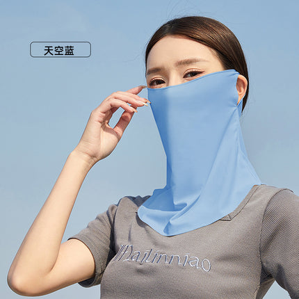 Summer New Breathable Ice Silk Sunscreen Mask Cycling Sunshade Anti-Uv Face Kini Neck Integrated Sunscreen Mask