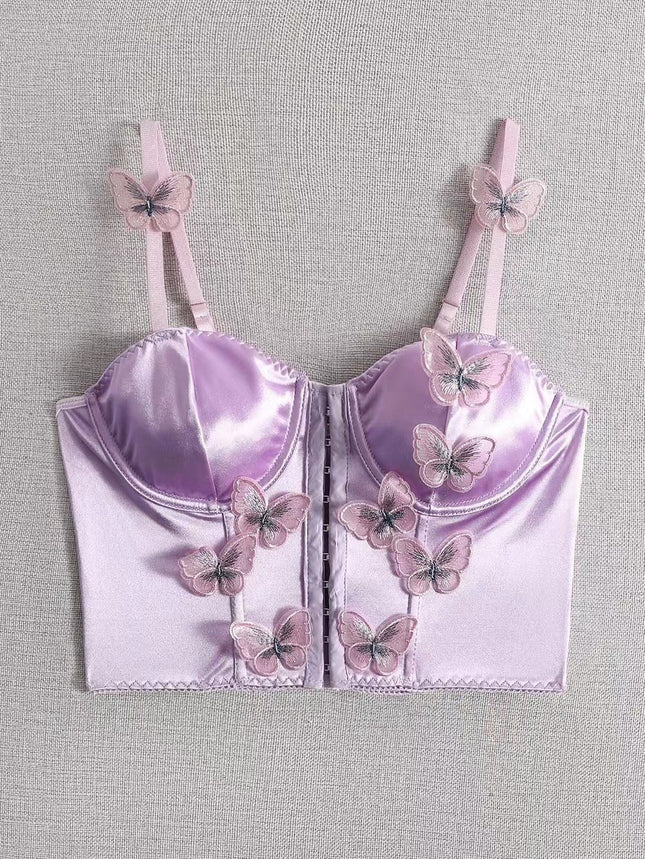 European and American Fashion Fishbone Brassiere Three-dimensional Butterfly Girly Heart High-end Camisole Vest with Buckle Outer Wear Beautiful Back Tube Top