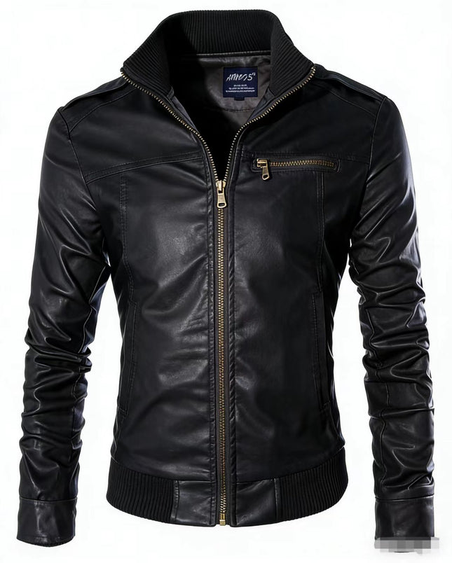 Wholesale Men's Motorcycle Leather Jackets for Foreign Trade, 2023 Spring, Autumn, and Winter New Leather Coats, Korean Style Slim-Fit Men's Leather Jackets