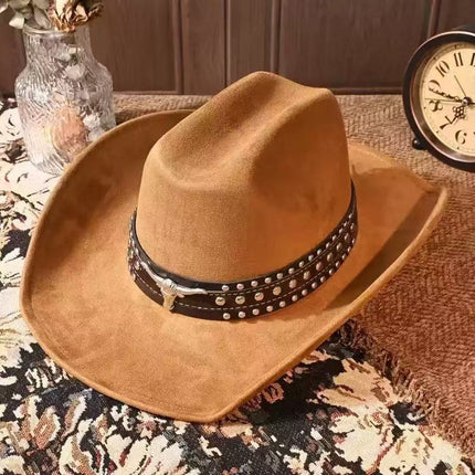 Solid Color Light Board Felt Western Cowboy Hat Outdoor Autum Hat Women's Simple French Hat Men's High-End