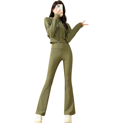 Dancing Sports suit Women's Spring and Autumn 2024 New High-end Yoga Clothes Casual Jacket Slim Flared Pants