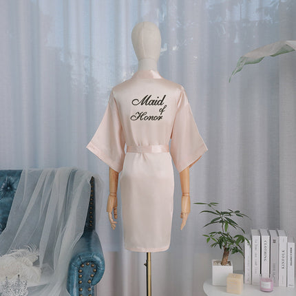 bride Gown morning Gown Lady nightgown wedding makeup bridesmaid group wedding kimono imitation silk cardigan bathrobe