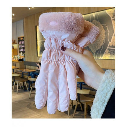 Winter Warm Gloves Female Students Thick Cotton Touch Screen Down Gloves Cycling Cold-proof Windproof fleece-lined Ski Gloves