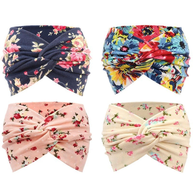 European and American Cashew Flower Hair Band Sports Running Bohemian Face Wash Makeup Hair Band Cross Wide Side Headband Women