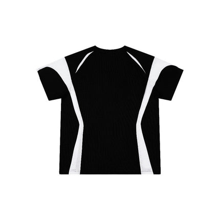 Cross-Border Supply Manufacturer Direct Sales T-Shirt Custom Round Neck Contrasting Color Splicing Loose Short-Sleeved T-Shirt Blank Board Summer