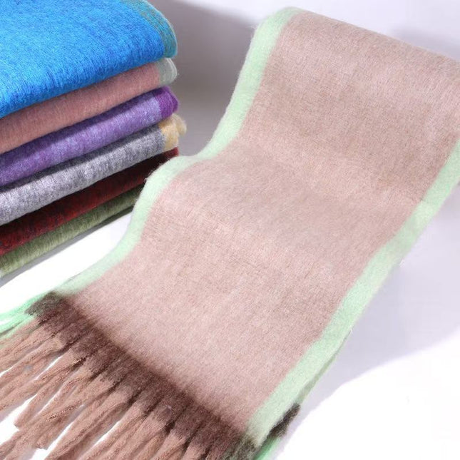 Gradient Scarf Women's Winter Thickened Warm New Style Shawl Tassel All-match Imitation Cashmere Scarf Student Cold-proof Scarf
