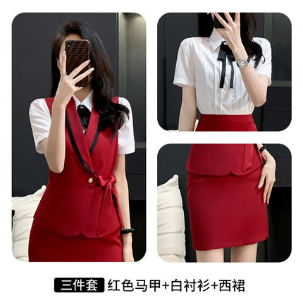 Professional suit women's waistcoat workwear hotel front desk strap vest jewelry store beautician work clothes temperament suit