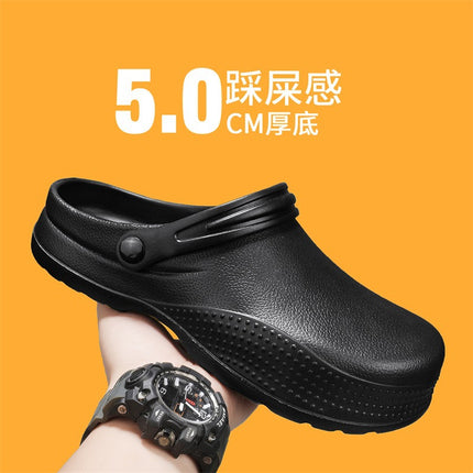 Cross-Border Large Size Non-Slip Rubber Bottom Waterproof and Oil-Proof Chef Shoes Comfortable Couple Toe-Toe Outer Wear Garden Shoes Wholesale