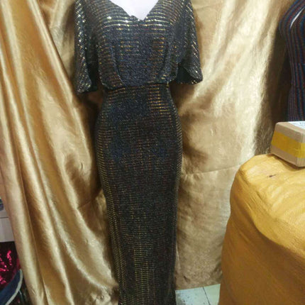 African women's clothing dress new gorgeous rhinestone sexy deep V party high waist mopping fishtail dress source