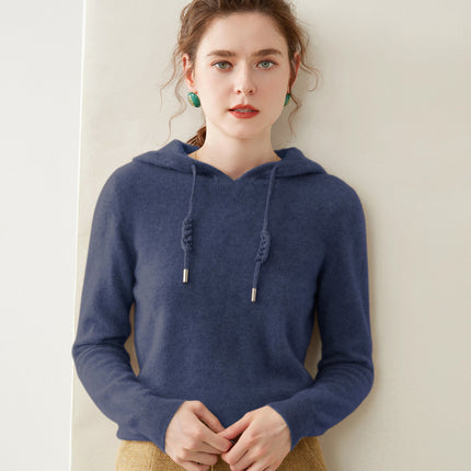 Autumn and Winter Cashmere Hoodie Women's Loose Thin Hooded Knitwear Knitwear Bottoming Outer Wear Sweatshirt Work Clothing Cross-Border