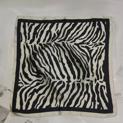 Korean Cashew Silk Scarf Women's Square Scarf Leopard Print Silk Scarf Imitation Silk Scarf Elegant Fashion Four Seasons Cross-Border Printed Scarf