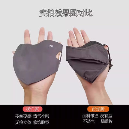 Seamless Sun Protection Mask for Women in Summer, Anti-Uv Eye Protection, Ice Silk 3D Stereo Full Face Sunshade Mask, Small Face