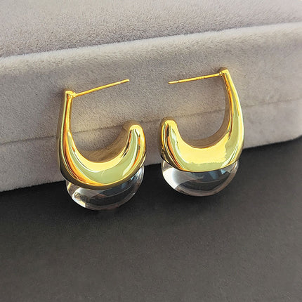 New French-Style Gold Earrings for Women, Niche Design with a High-End Light Luxury Temperament, Versatile and Minimalist Cool Style Earrings for Women