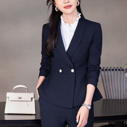 navy blue Professional suit Women's Fashion Elegant Suit Shirt Three-piece Hotel Manager Work Clothes Front Desk Uniform