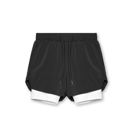 Crazy Muscle Men's Sports Casual Shorts Double Layer Fake Two-Piece Marathon Basketball Fitness Sweat-Wicking Quick-Dry Shorts