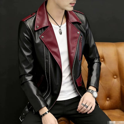 Spring and Autum Korean Style Motorcycle Leather Jacket for Men, Loose, Trendyy and Handsome Black American Fashion Brand Leather Jacket for Men 2025